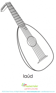 musical instrument laud coloring page