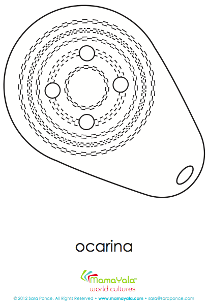 musical instrument ocarina coloring page