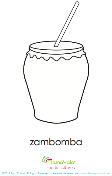 zambomba musical instrument coloring page