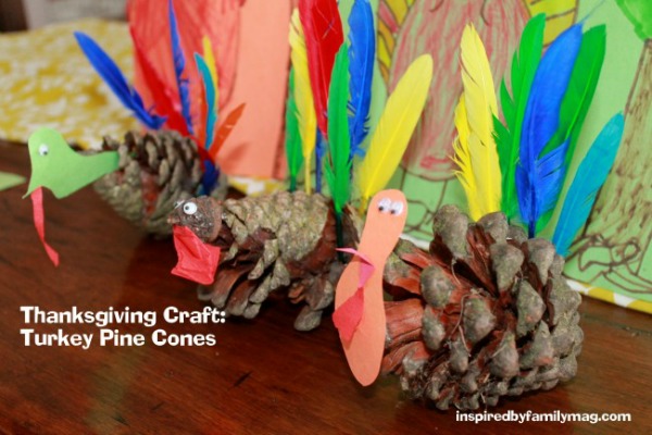 Thanksgiving Craft: Pine Cone Turkeys