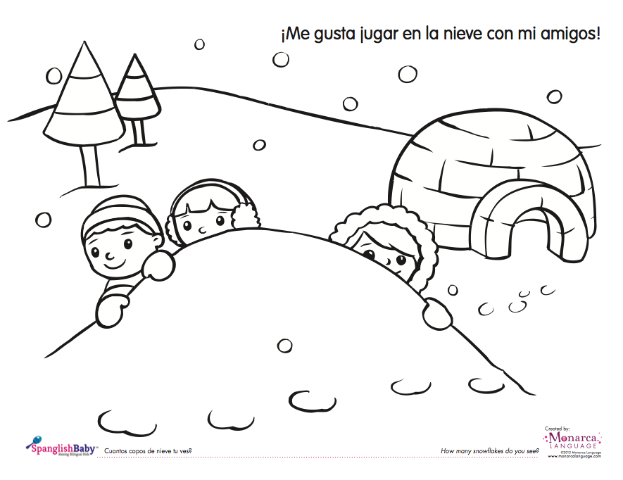 free snow day coloring sheet in spanish 