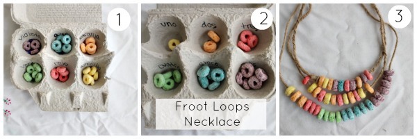 Busy bag Froot Loops rainbow necklace activity