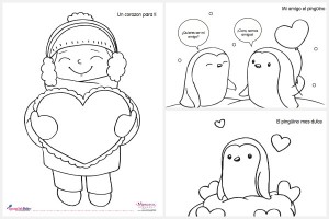 Valentines coloring pages in Spanish by Monarca Language