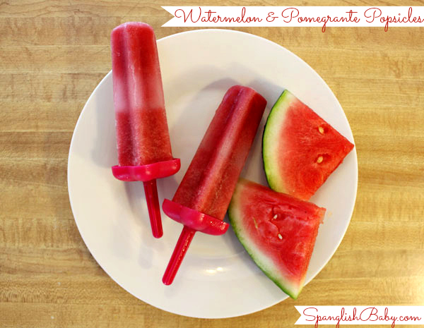 Watermelon & Pomegranate Popsicles - SpanglishBaby.com