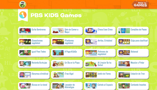PBS KIDS games in Spanish en español